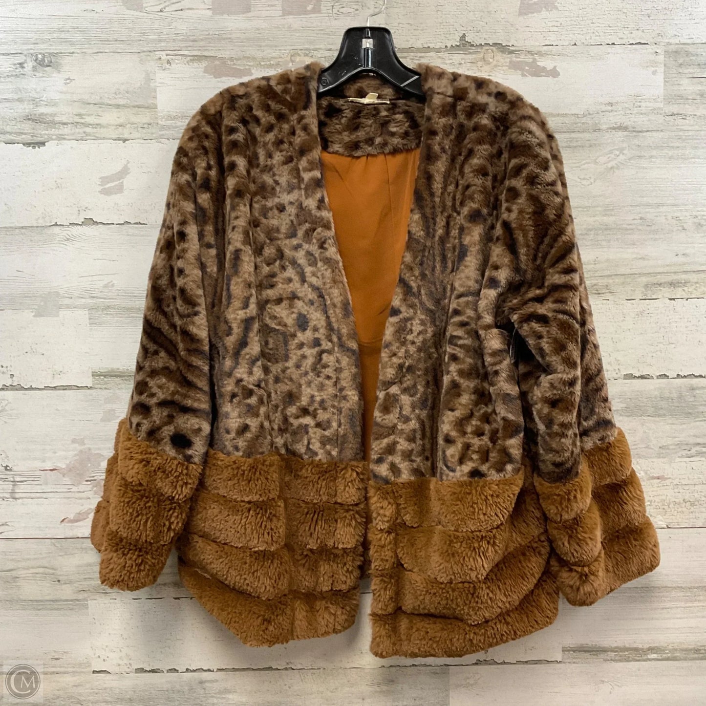 Jacket Faux Fur & Sherpa By Mystree In Brown, Size: L