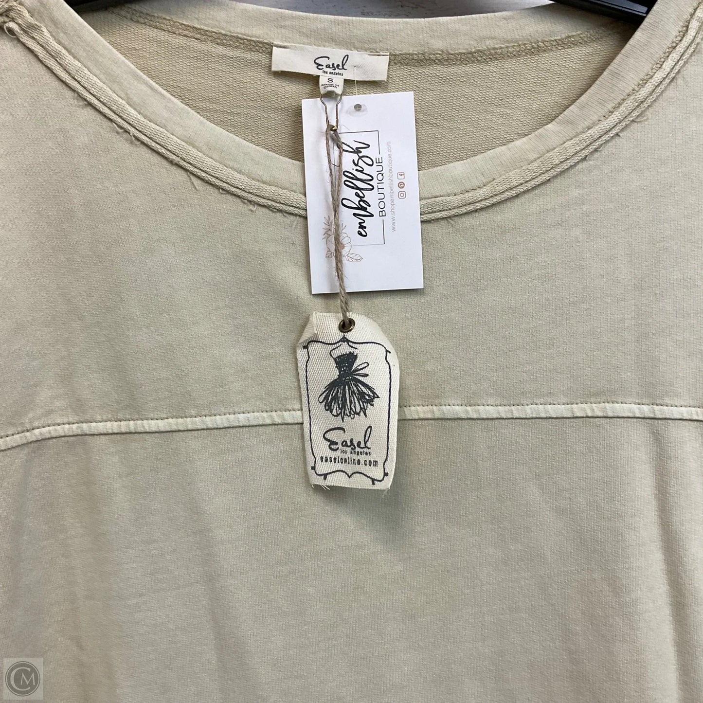 Top Short Sleeve By Easel In Cream, Size: S