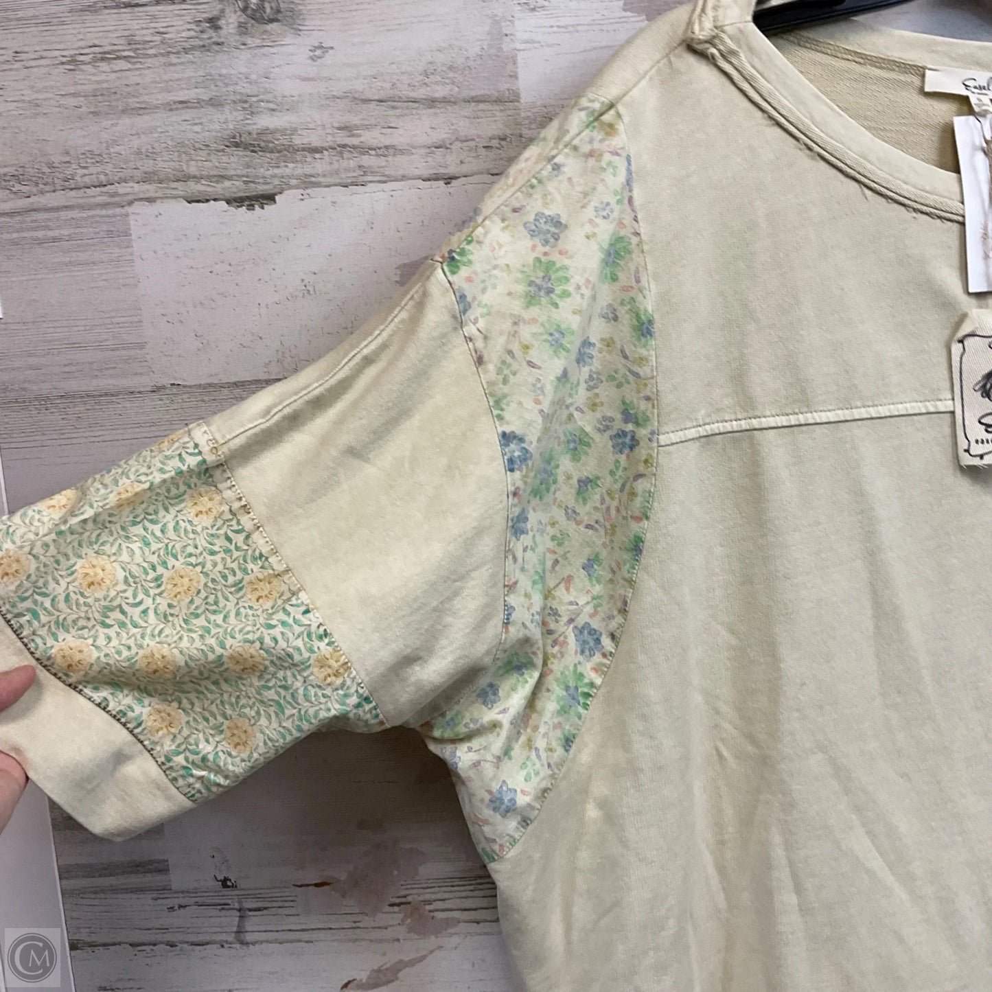 Top Short Sleeve By Easel In Cream, Size: S