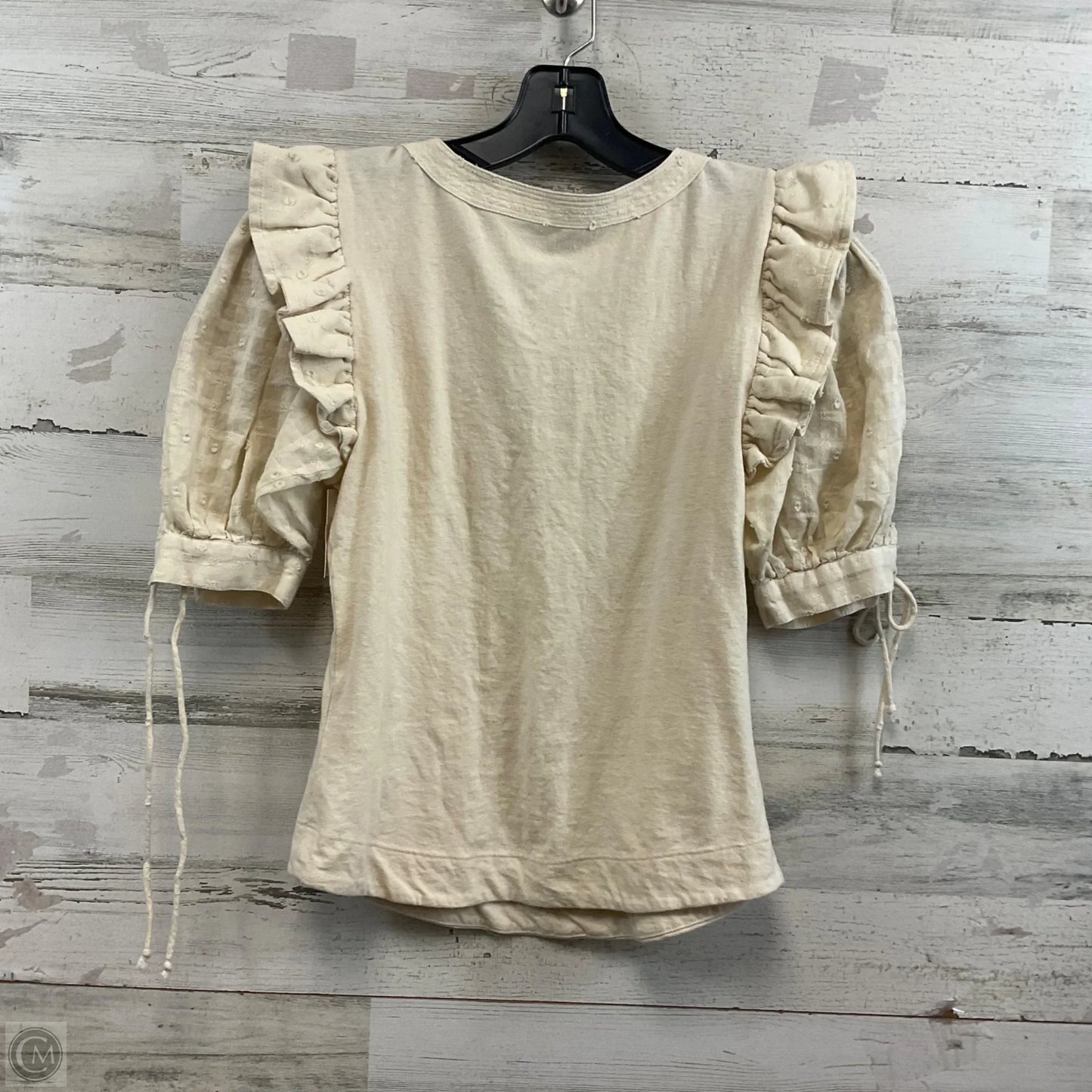 Top Short Sleeve By Anthropologie In Cream, Size: S