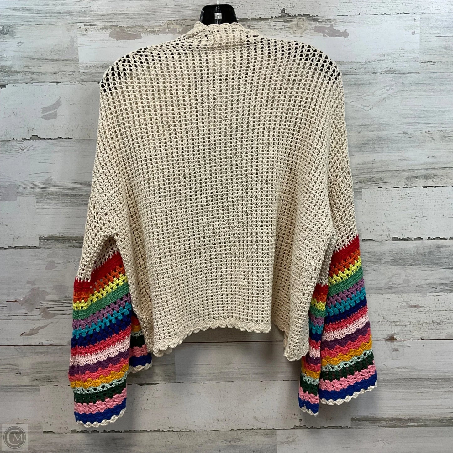 Cardigan By Anthropologie In Cream & Pink, Size: Osfm