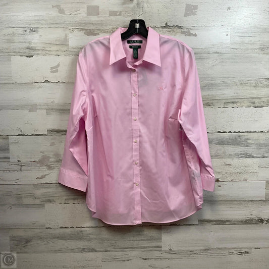 Blouse Long Sleeve By Lauren By Ralph Lauren In Pink, Size: 1x
