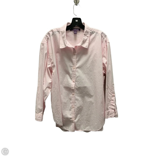 Blouse Long Sleeve By Gloria Vanderbilt In Pink, Size: Xl