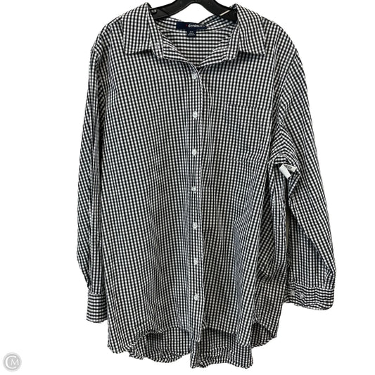 Blouse Long Sleeve By Denim 24/7 In Black & White, Size: 3x