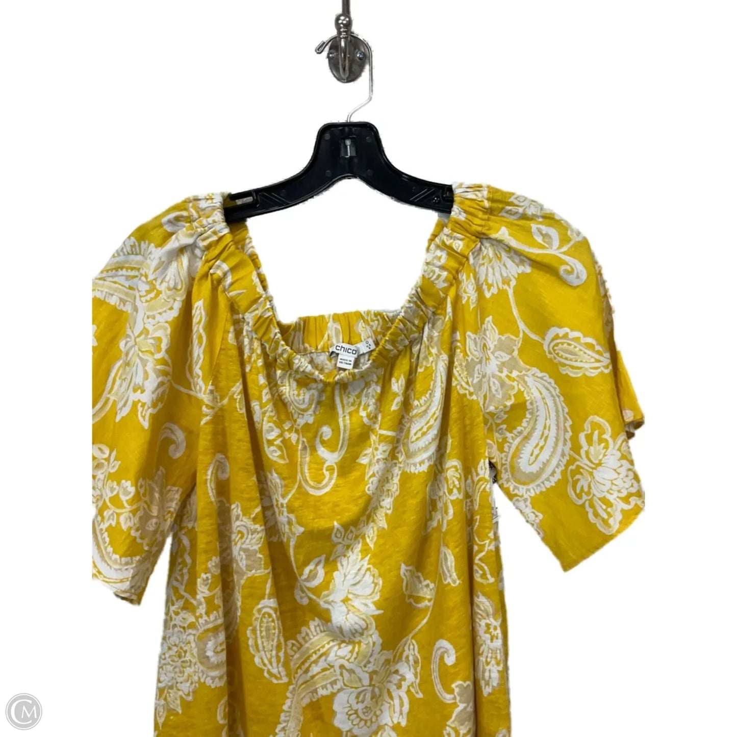 Top Short Sleeve By Chicos In Yellow, Size: S