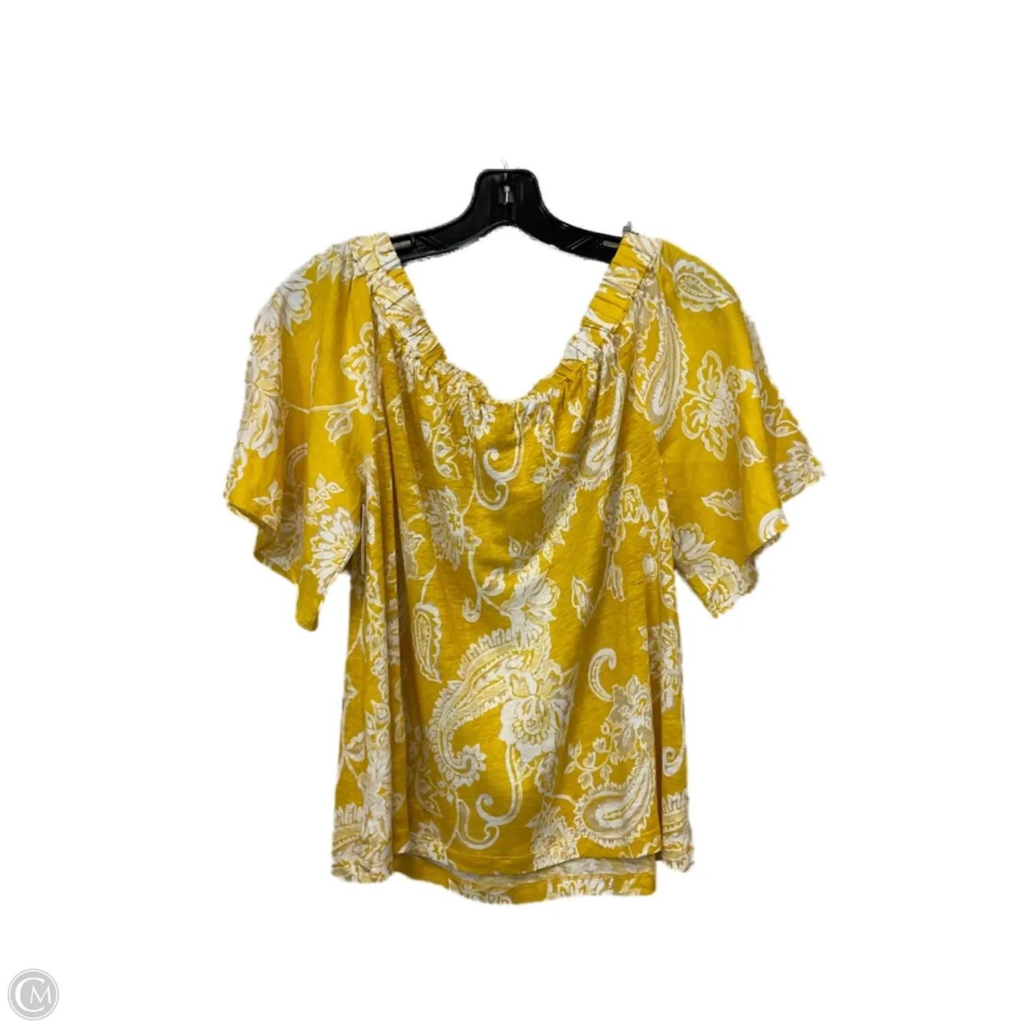 Top Short Sleeve By Chicos In Yellow, Size: S