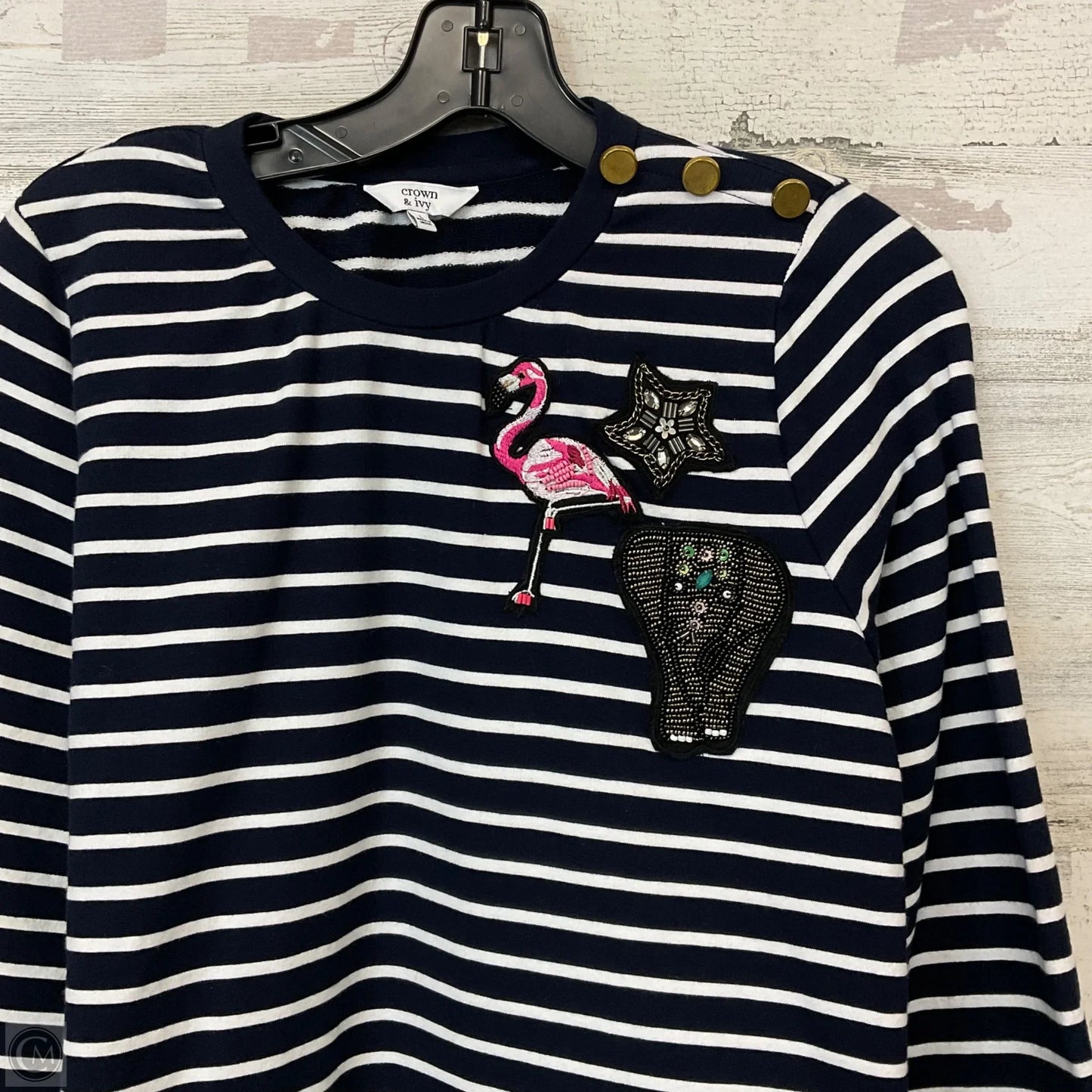 Top 3/4 Sleeve By Crown And Ivy In Blue, Size: L