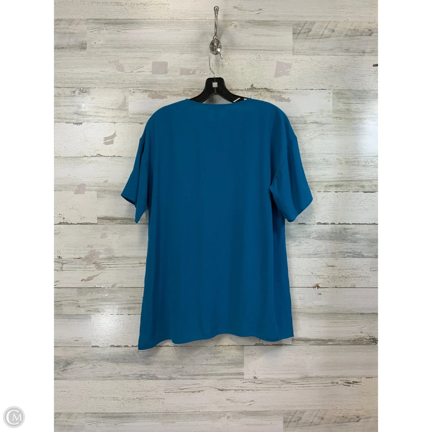 Blouse Short Sleeve By Eileen Fisher In Blue, Size: S