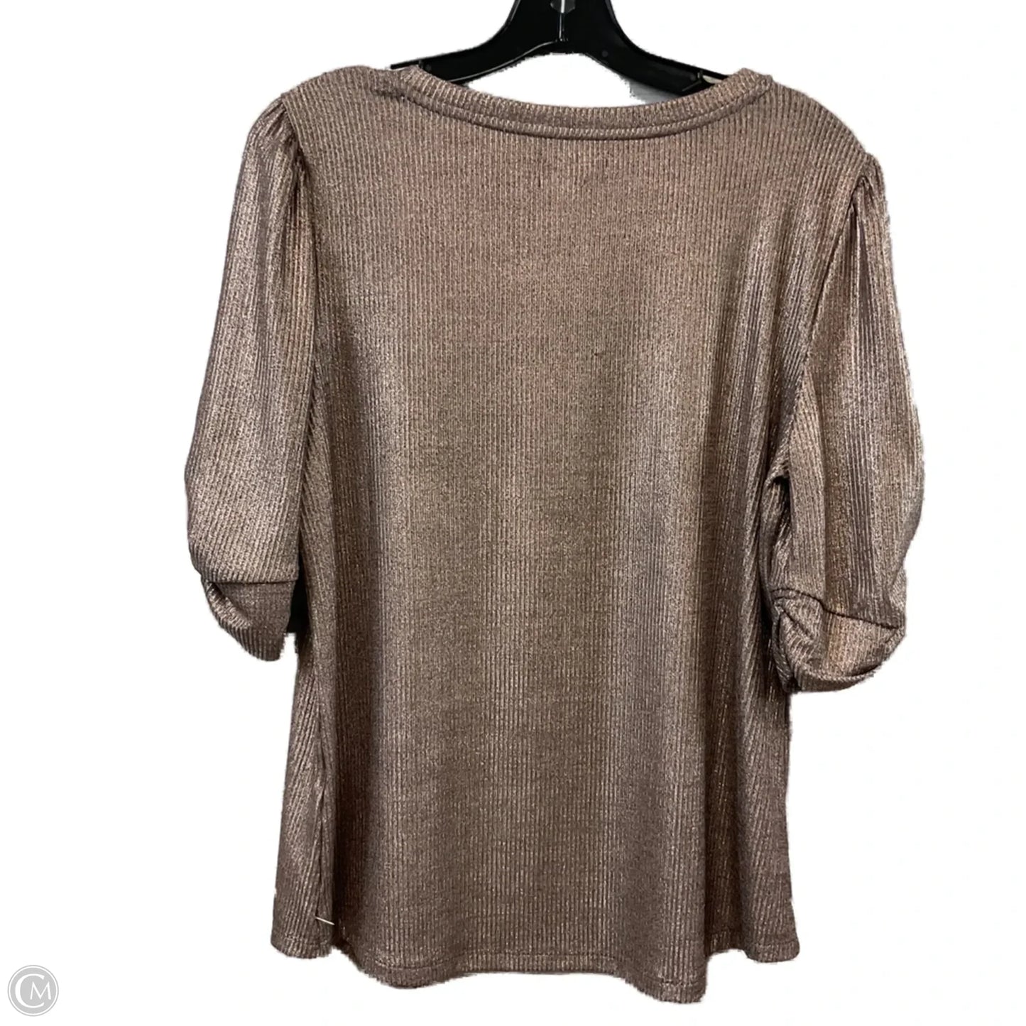 Top Short Sleeve By Maeve In Grey & Pink, Size: L