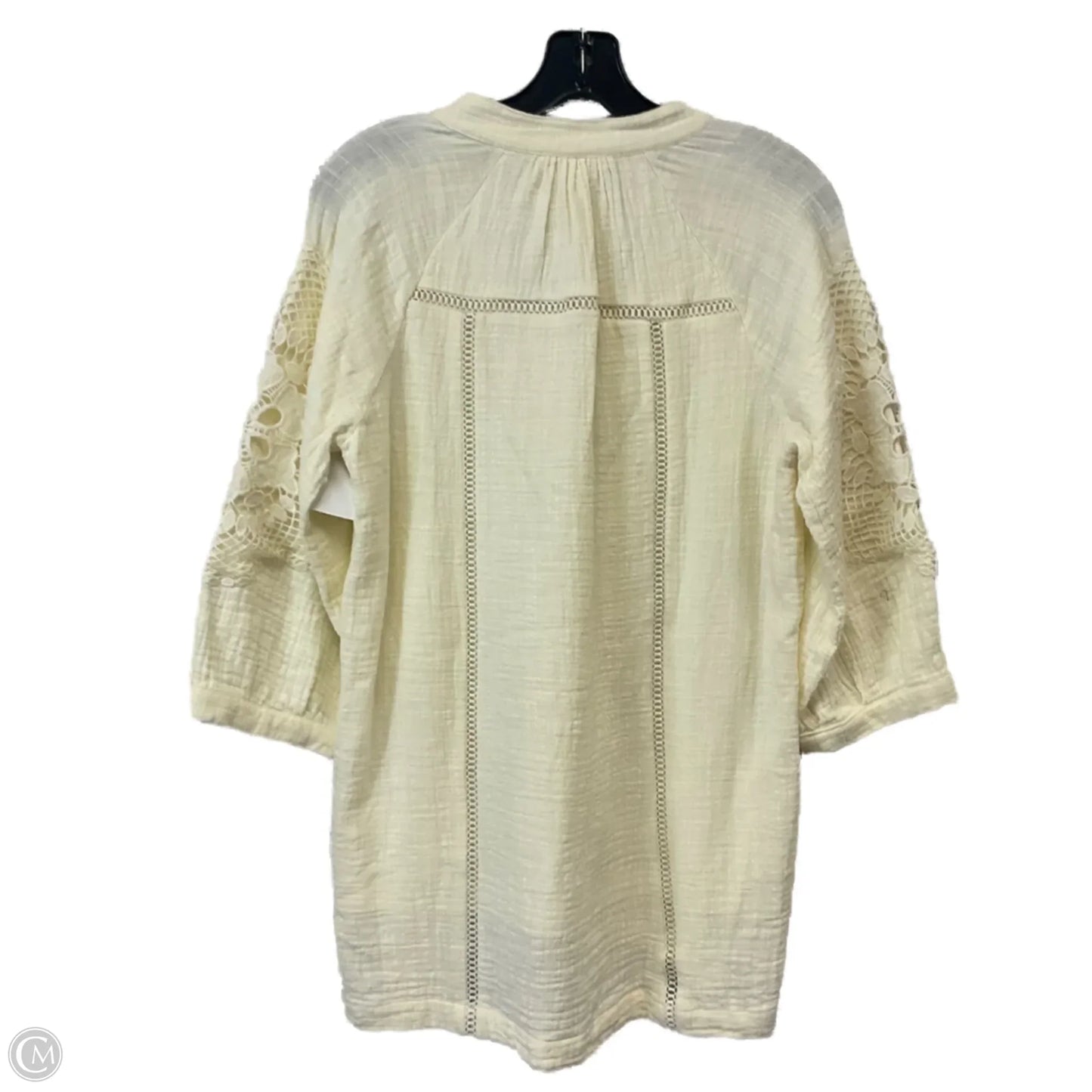 Top 3/4 Sleeve By Soft Surroundings In Cream, Size: S