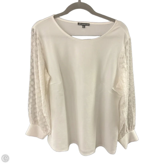 Blouse Long Sleeve By Adrianna Papell In White, Size: 1x