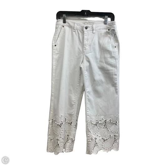 Jeans Cropped By Cato In White Denim, Size: 4