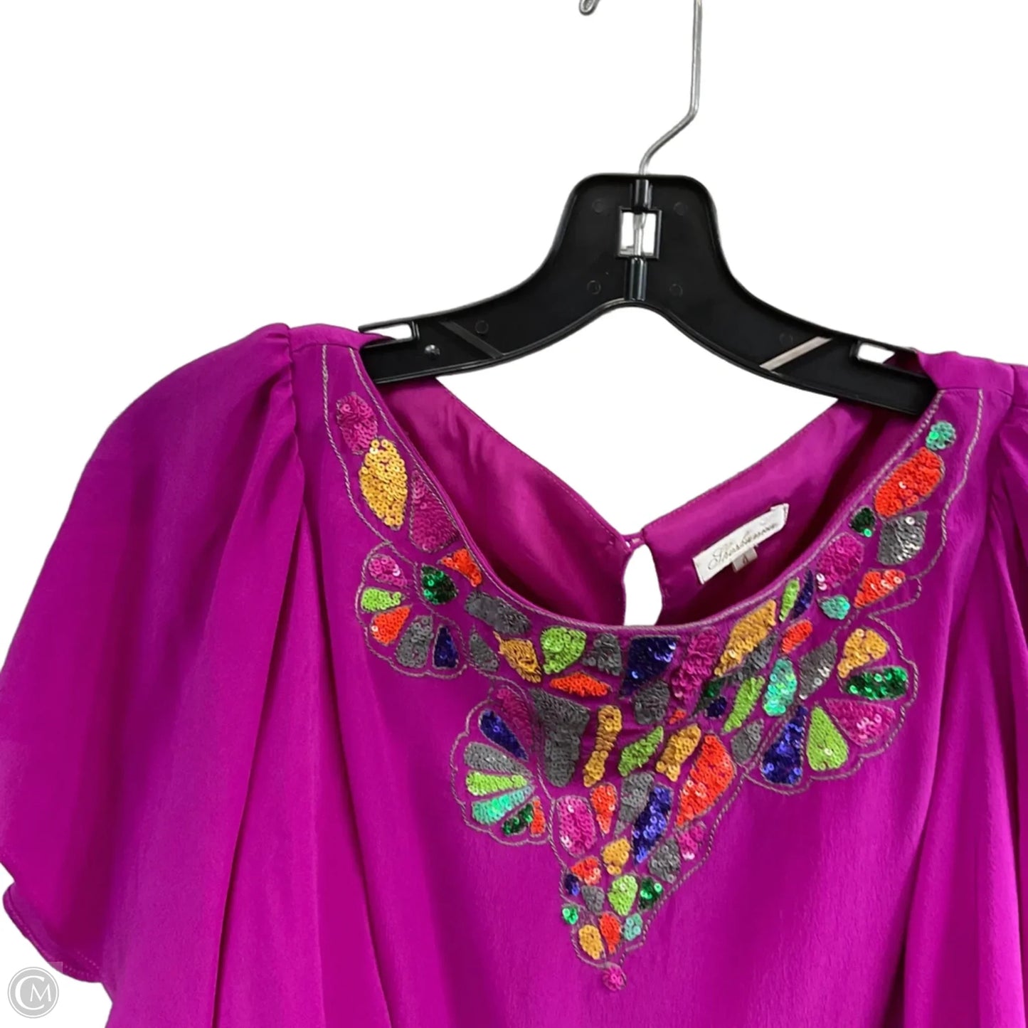 Blouse Short Sleeve By Shoshanna In Purple, Size: S
