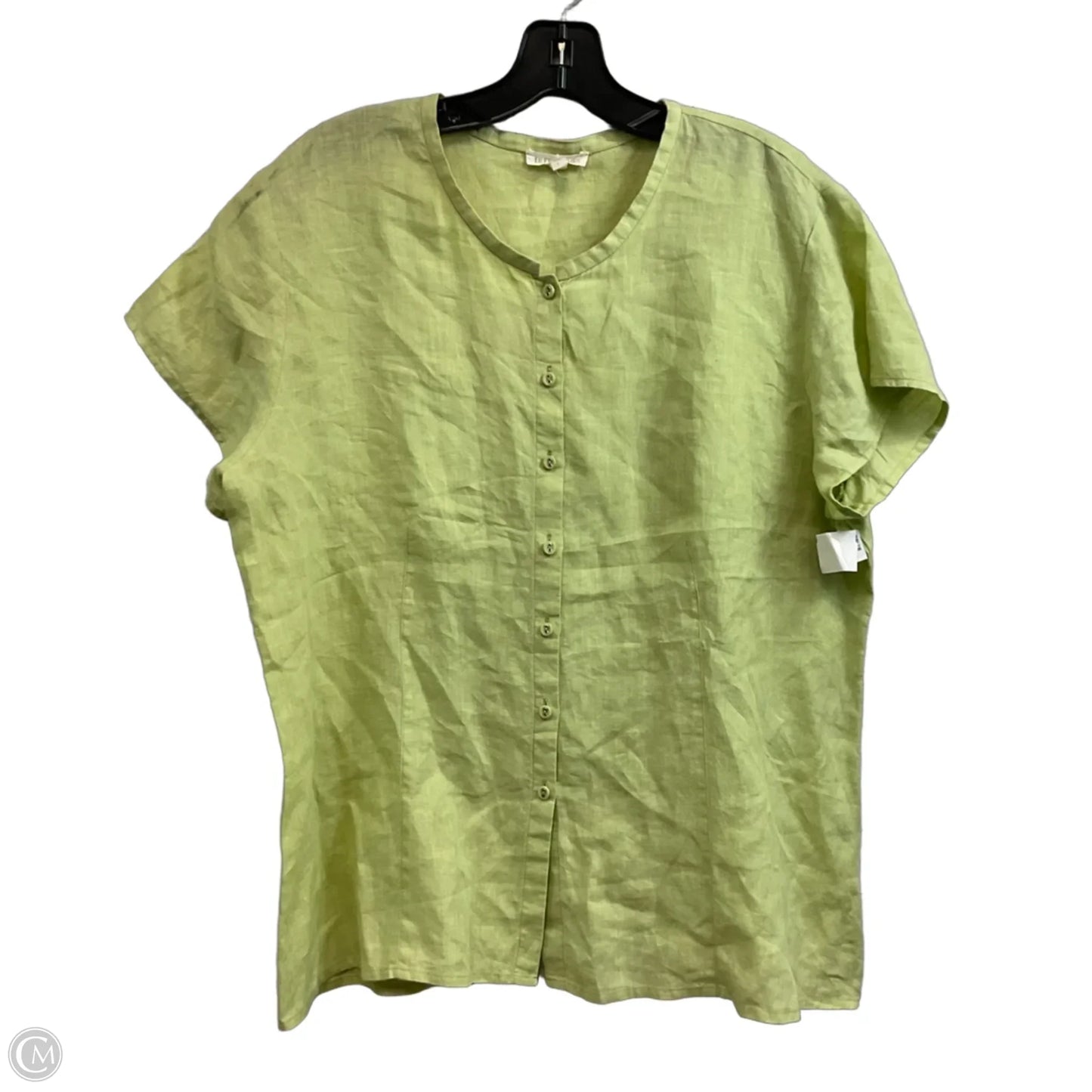 Blouse Short Sleeve By Eileen Fisher In Green, Size: L