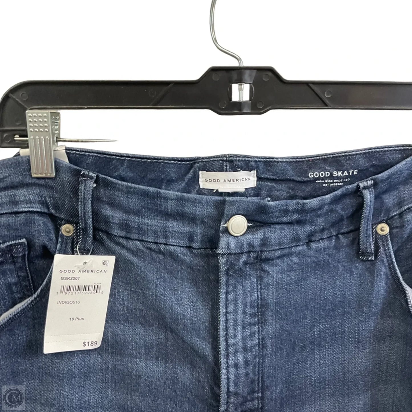 Jeans Wide Leg By Good American In Blue Denim, Size: 18