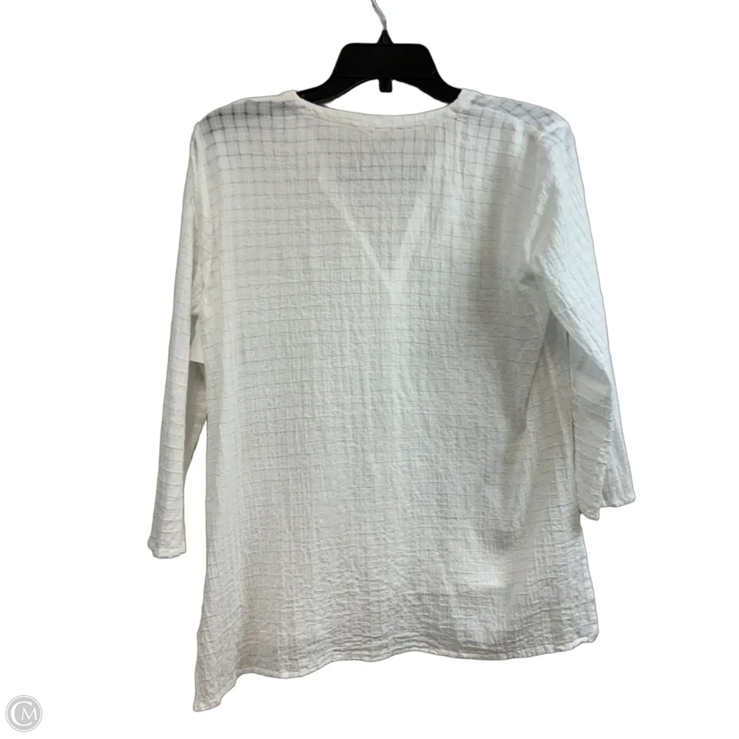 Blouse 3/4 Sleeve By Eileen Fisher In White, Size: Xxs