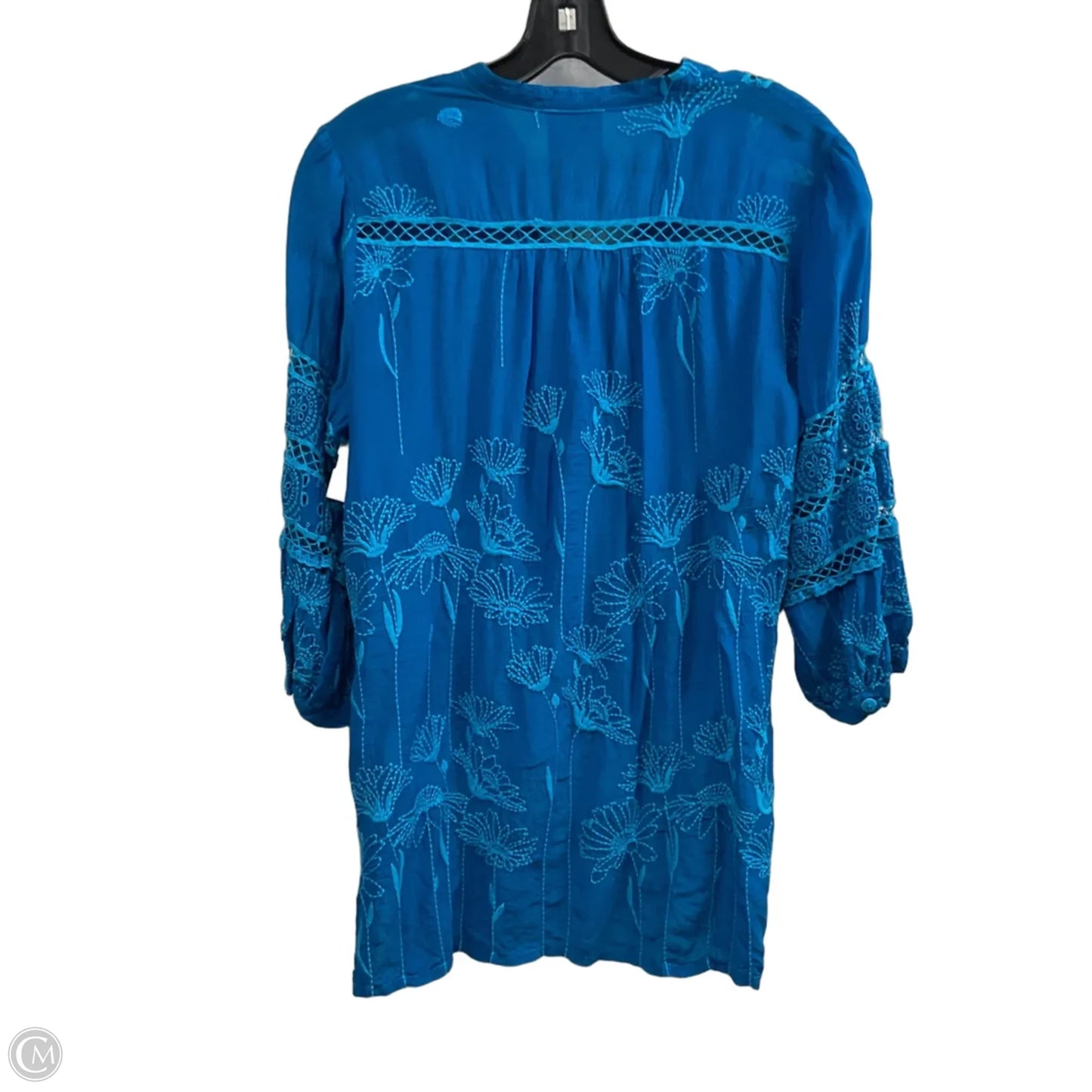 Blouse 3/4 Sleeve By Johnny Was In Blue, Size: S