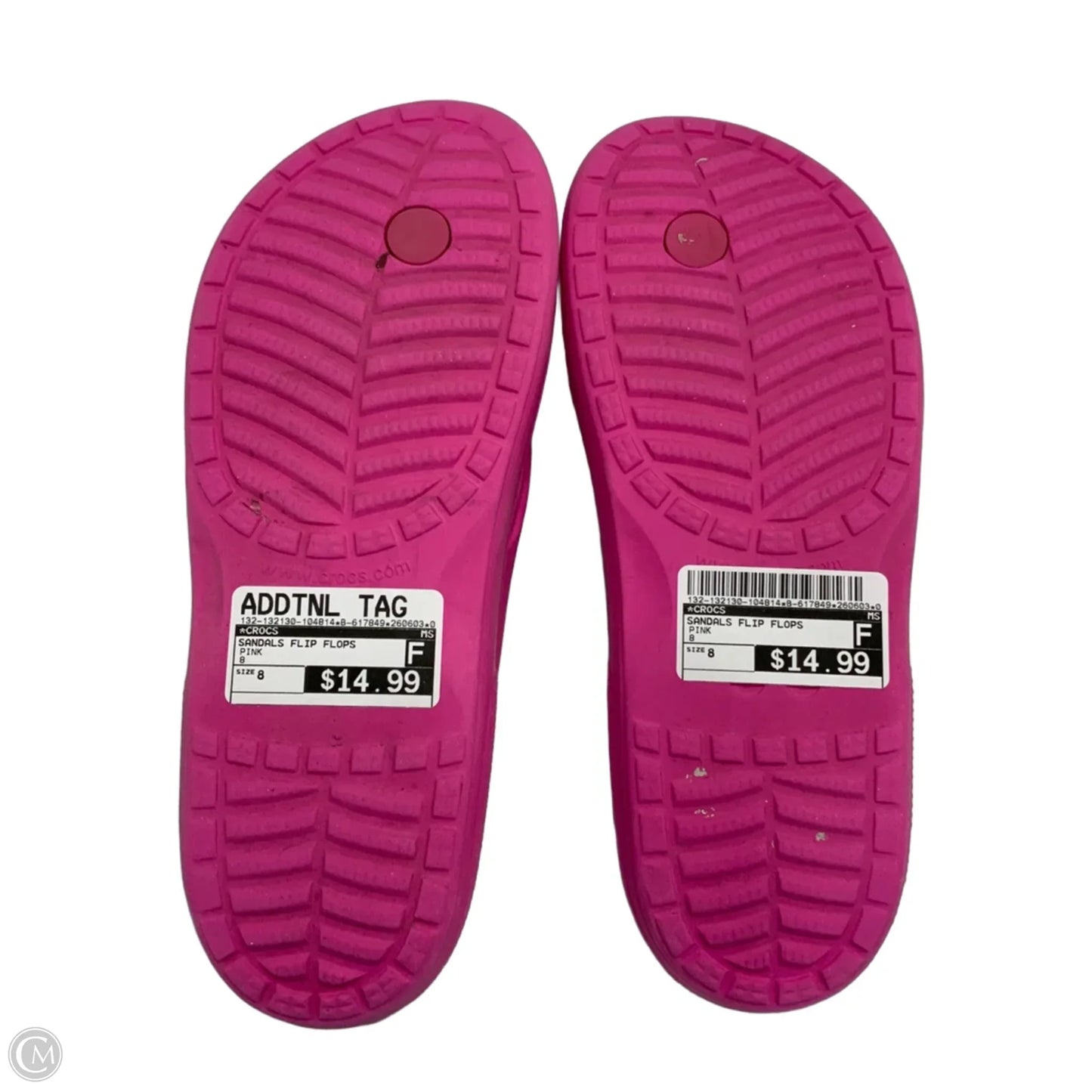 Sandals Flip Flops By Crocs In Pink, Size: 8