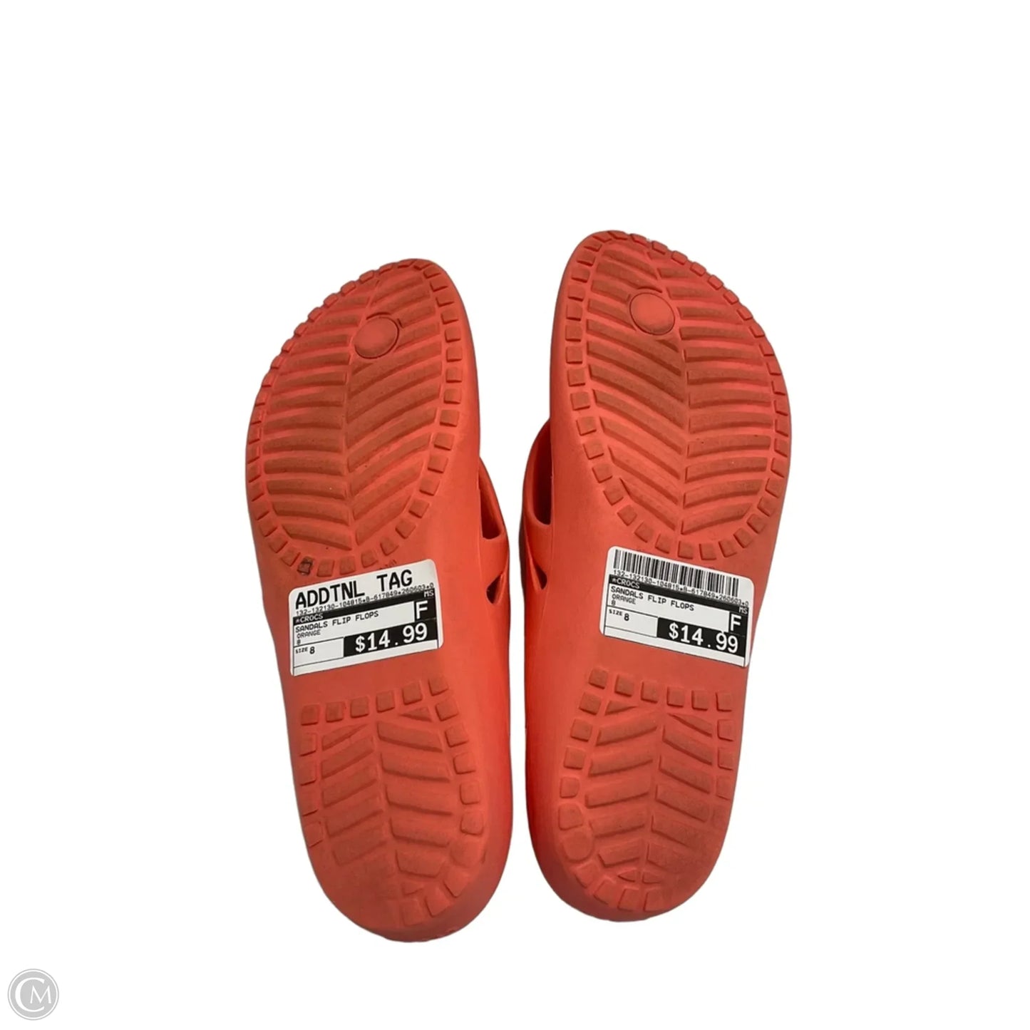 Sandals Flip Flops By Crocs In Orange, Size: 8