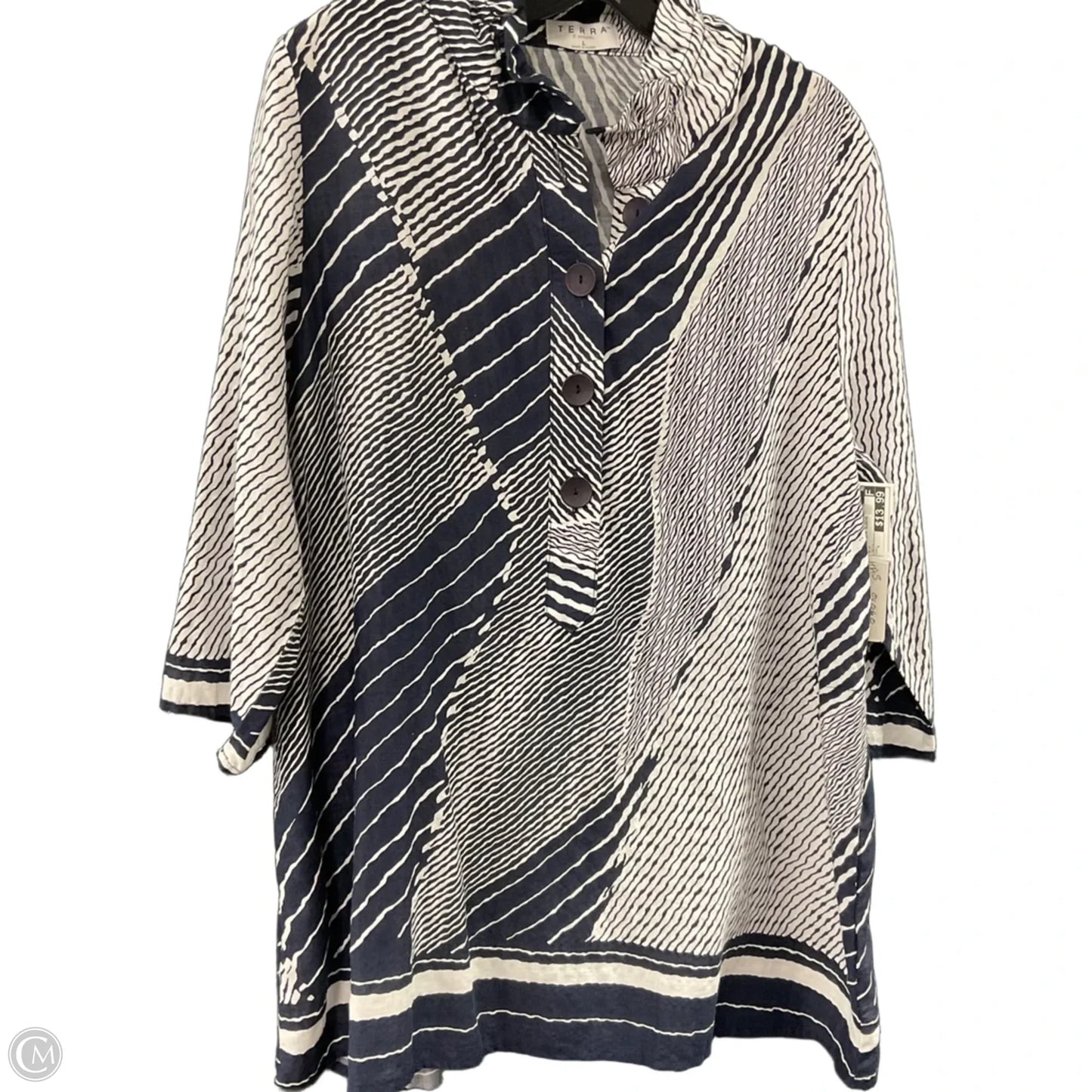 Blouse 3/4 Sleeve By Terra In Blue, Size: L