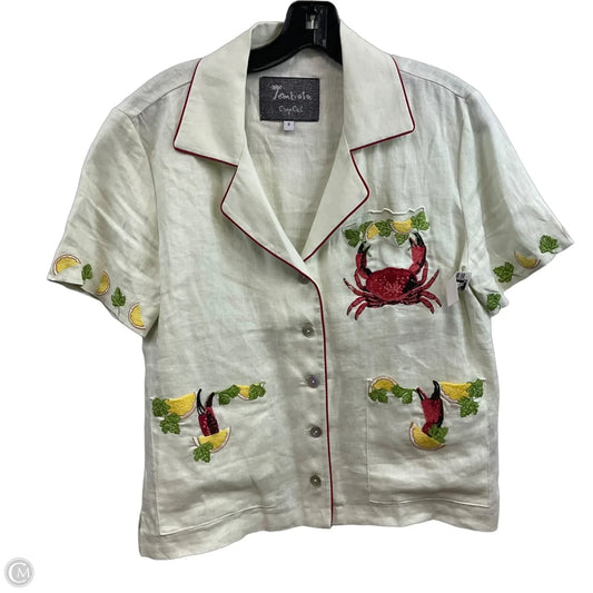 Blouse Short Sleeve By TOMBOLO In Cream, Size: S