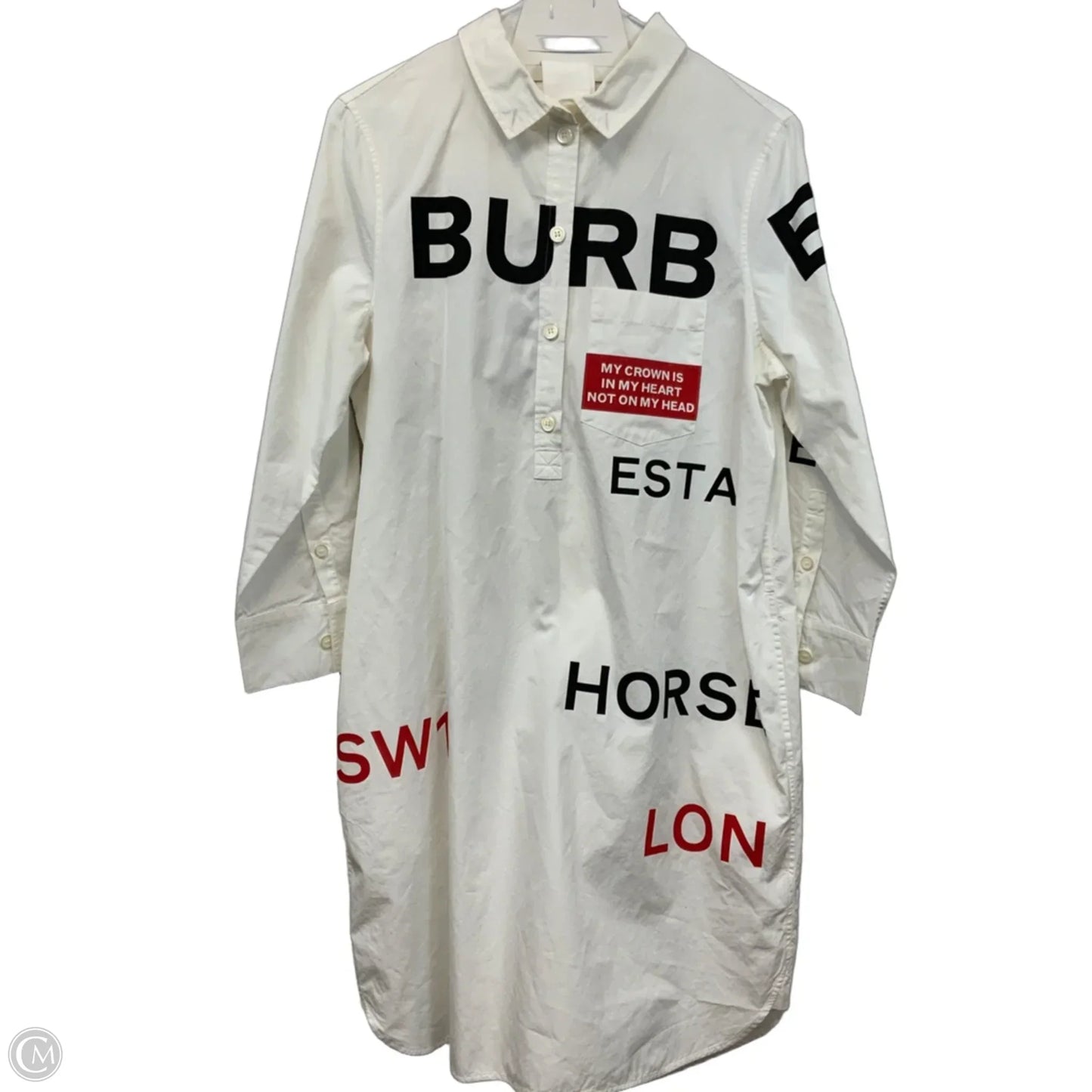 Dress Luxury Designer By Burberry In White, Size: M