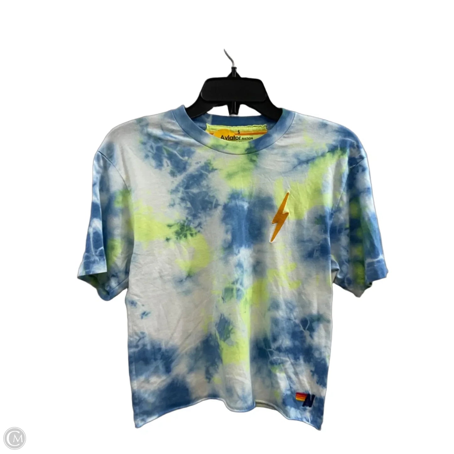 Top Short Sleeve By AVIATOR NATION In Blue & Yellow, Size: S