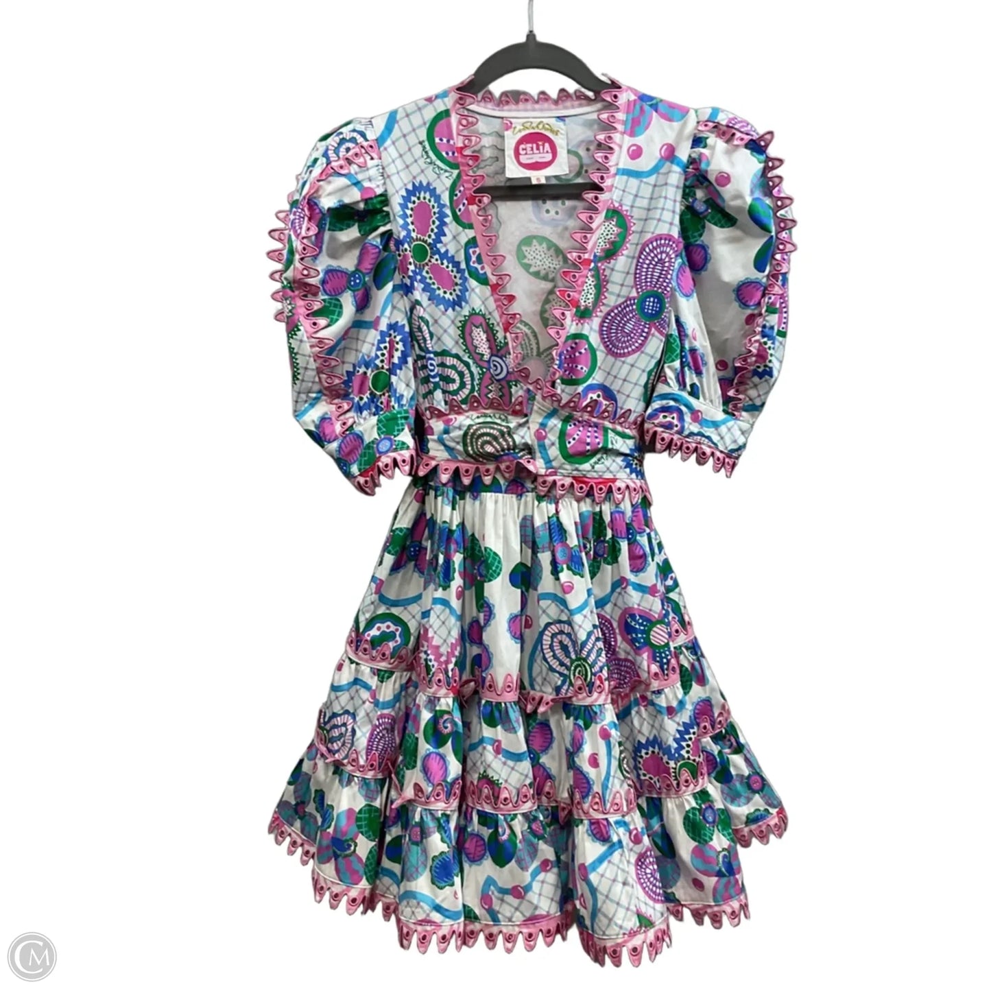 Dress Casual Short By CELIA B In Blue & Pink, Size: S