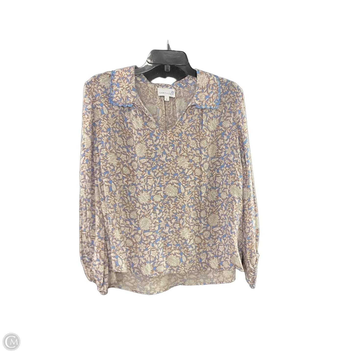Blouse Long Sleeve By CARTOLINA In Blue, Size: L
