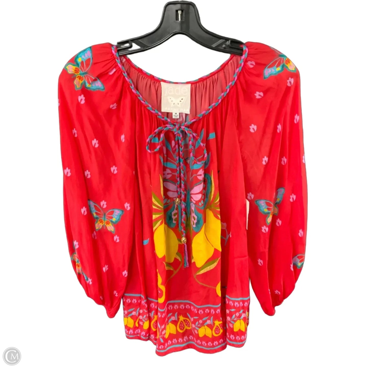 Blouse 3/4  Sleeve By Johnny Was In Red, Size: M