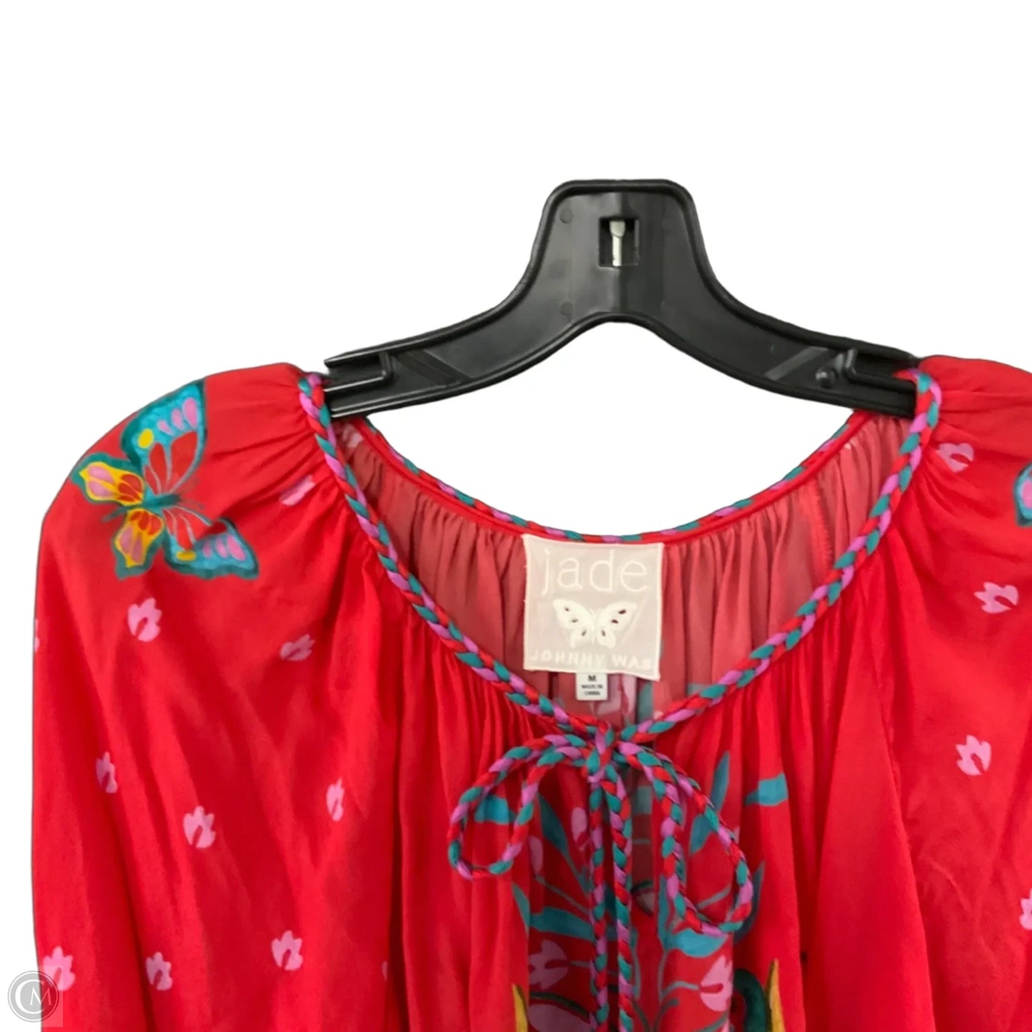 Blouse 3/4  Sleeve By Johnny Was In Red, Size: M
