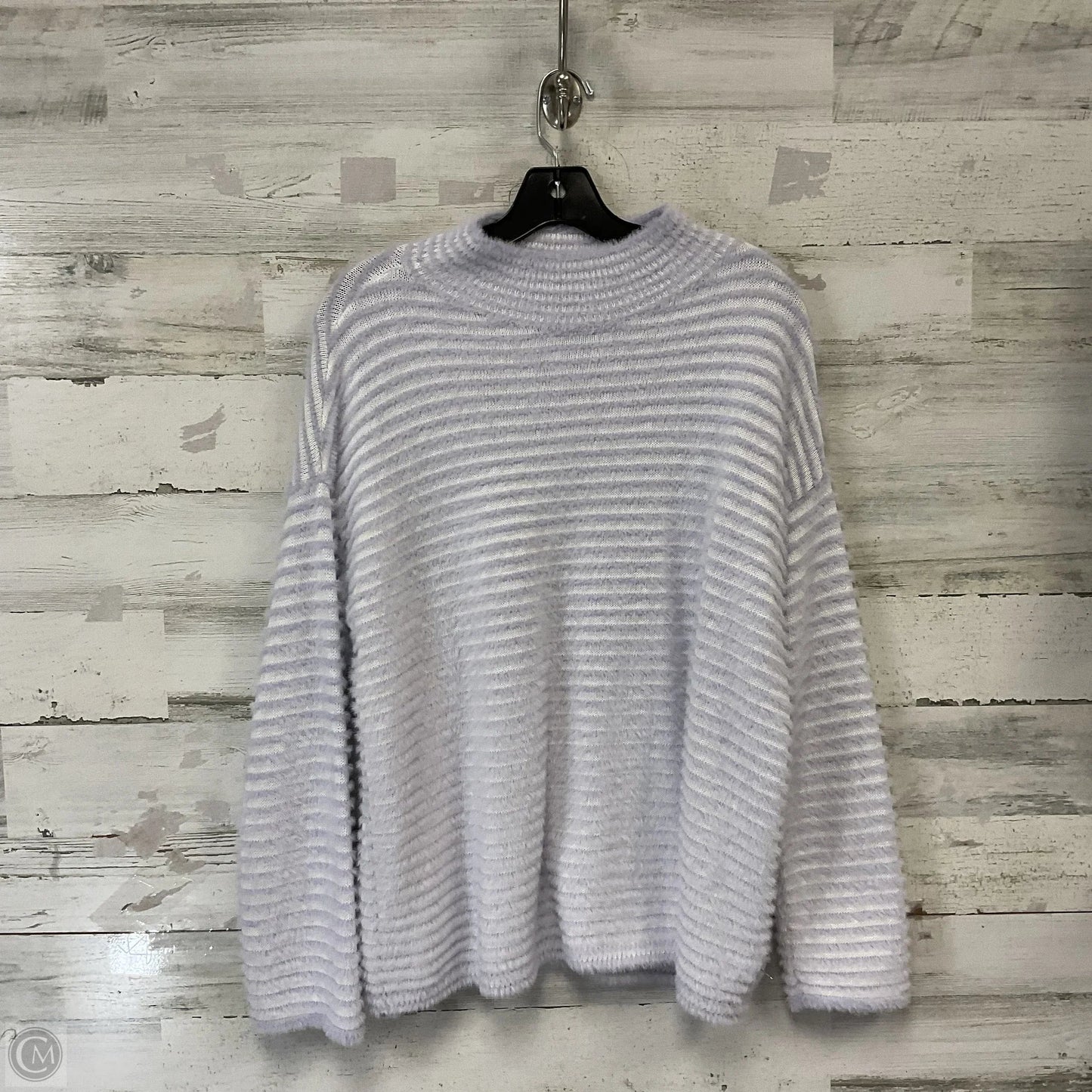 Sweater By Chicos In Purple & White, Size: Xl