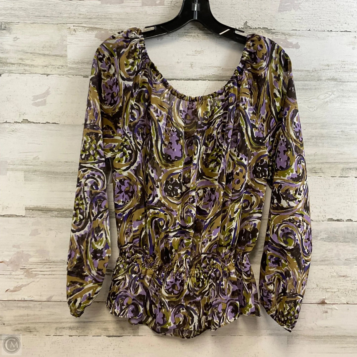 Blouse 3/4 Sleeve By Michael By Michael Kors In Purple, Size: Lp