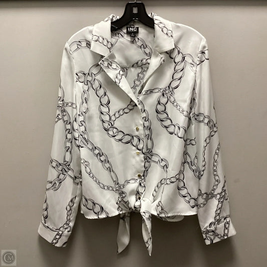 Blouse Long Sleeve By Inc In White, Size: M