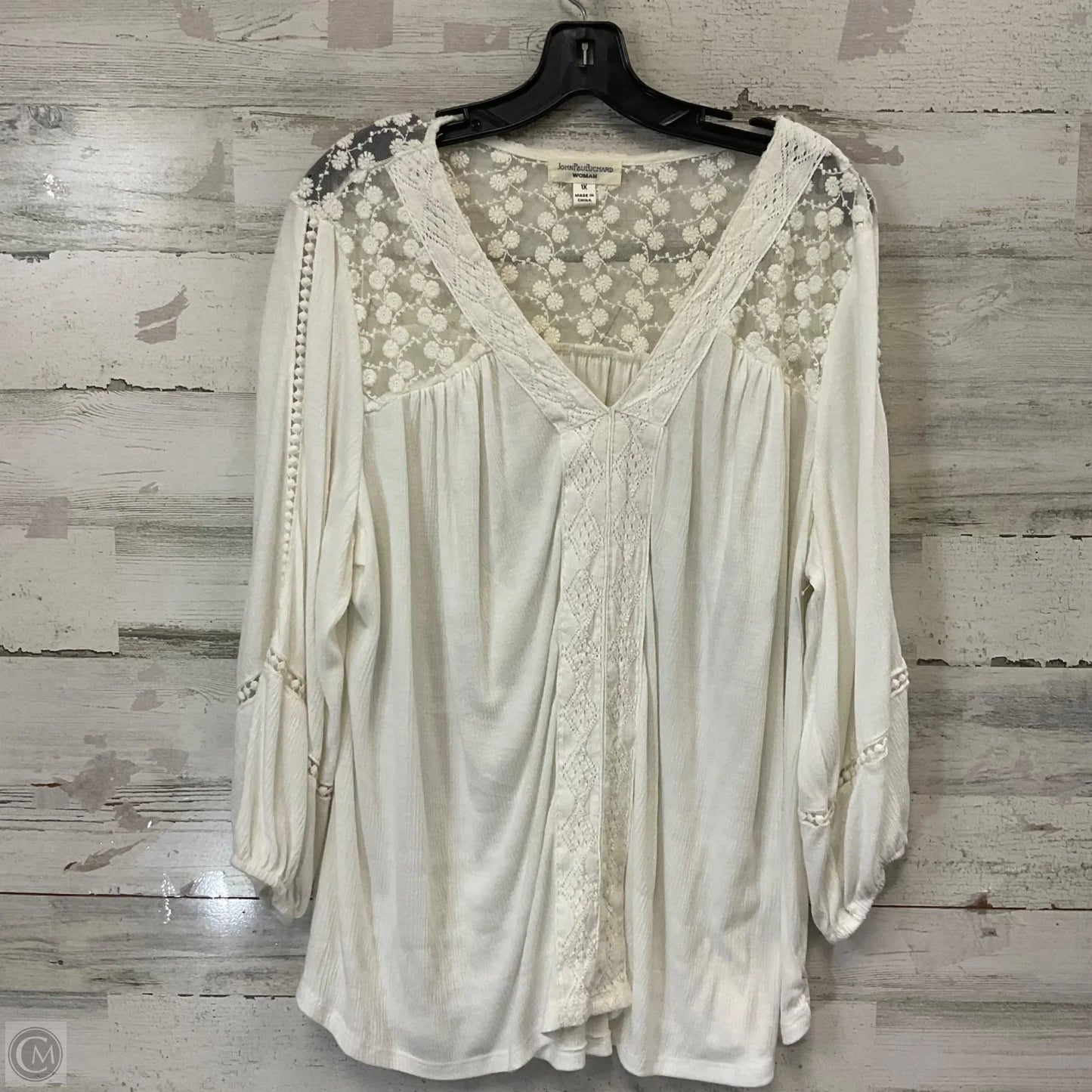 Blouse Long Sleeve By John Paul Richard In White, Size: 1x