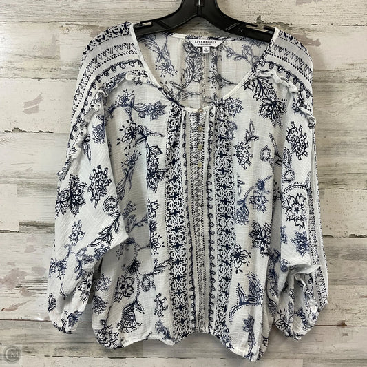 Blouse Long Sleeve By Liverpool In White, Size: L