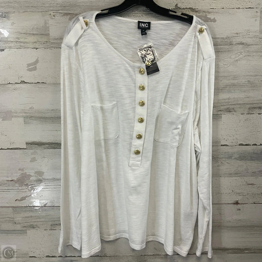 Blouse Long Sleeve By Inc In White, Size: 3x