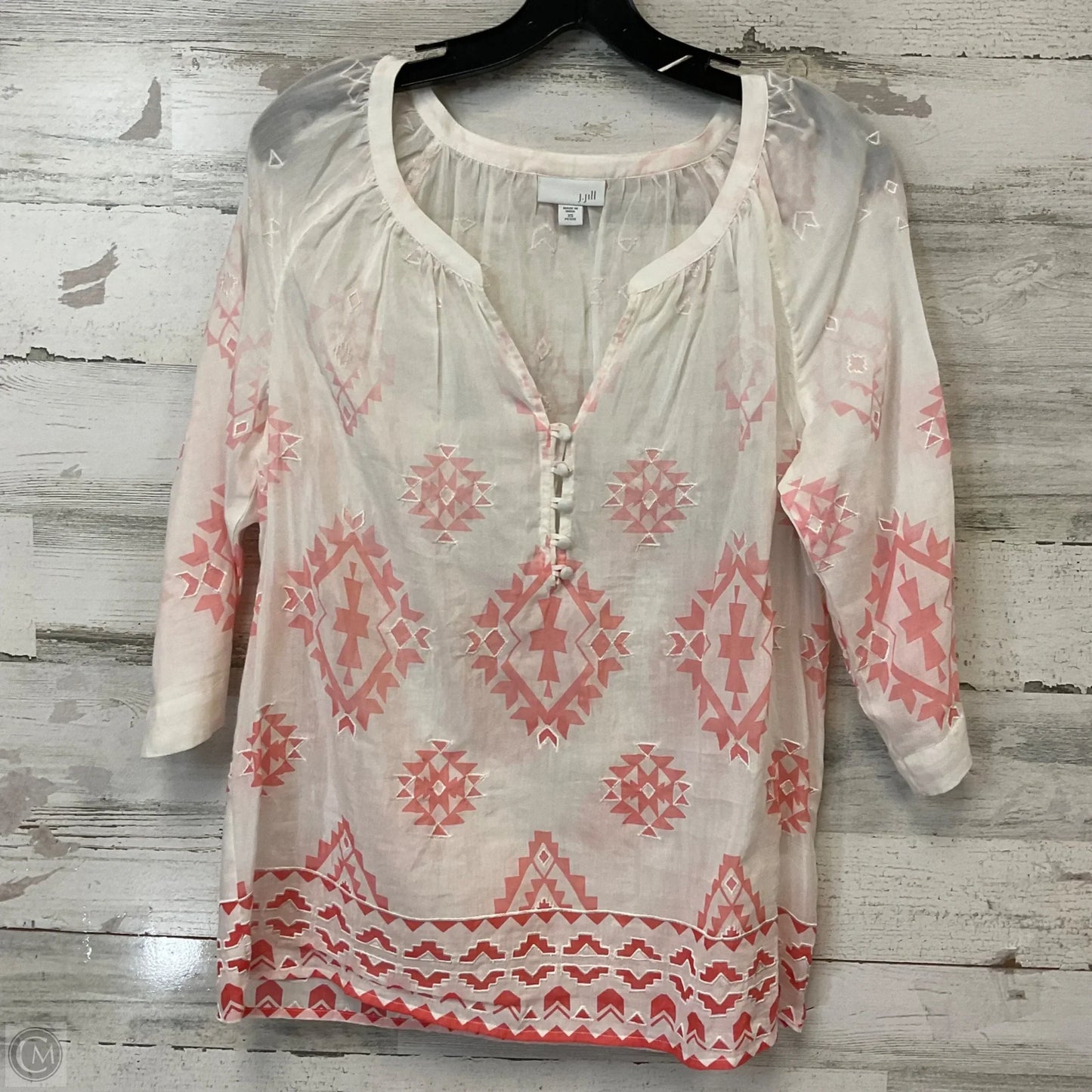 Blouse 3/4 Sleeve By J. Jill In Pink, Size: Xsp