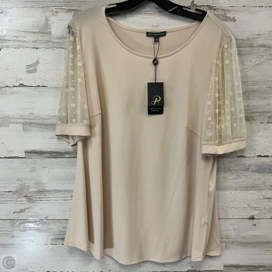 Blouse Short Sleeve By Adrianna Papell In Tan, Size: 1x
