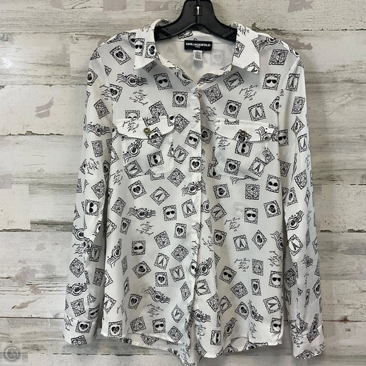 Blouse Long Sleeve By Karl Lagerfeld In White, Size: Xs