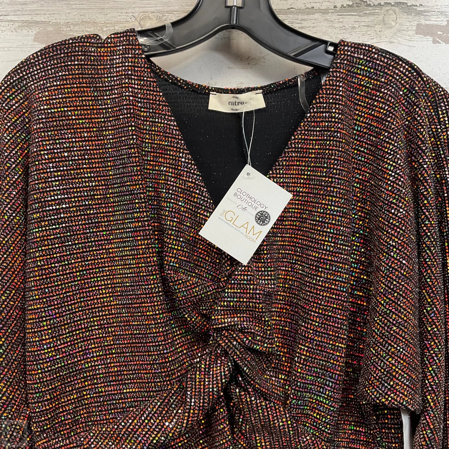 Blouse 3/4 Sleeve By Entro In Black & Red, Size: S