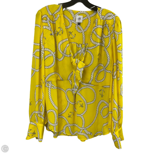 Blouse Long Sleeve By Cabi In Yellow, Size: M
