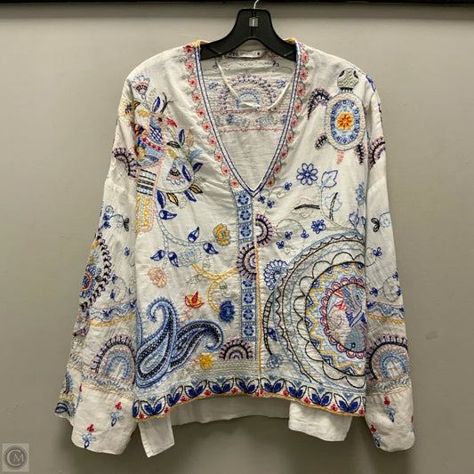 Top Long Sleeve By Zara In White, Size: M