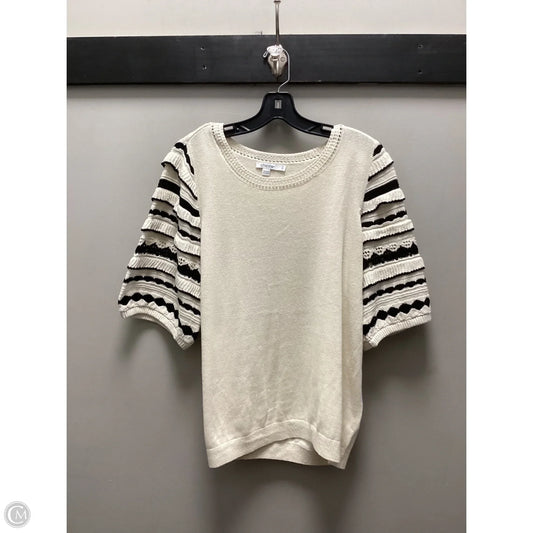 Sweater Short Sleeve By Chicos In Cream, Size: L
