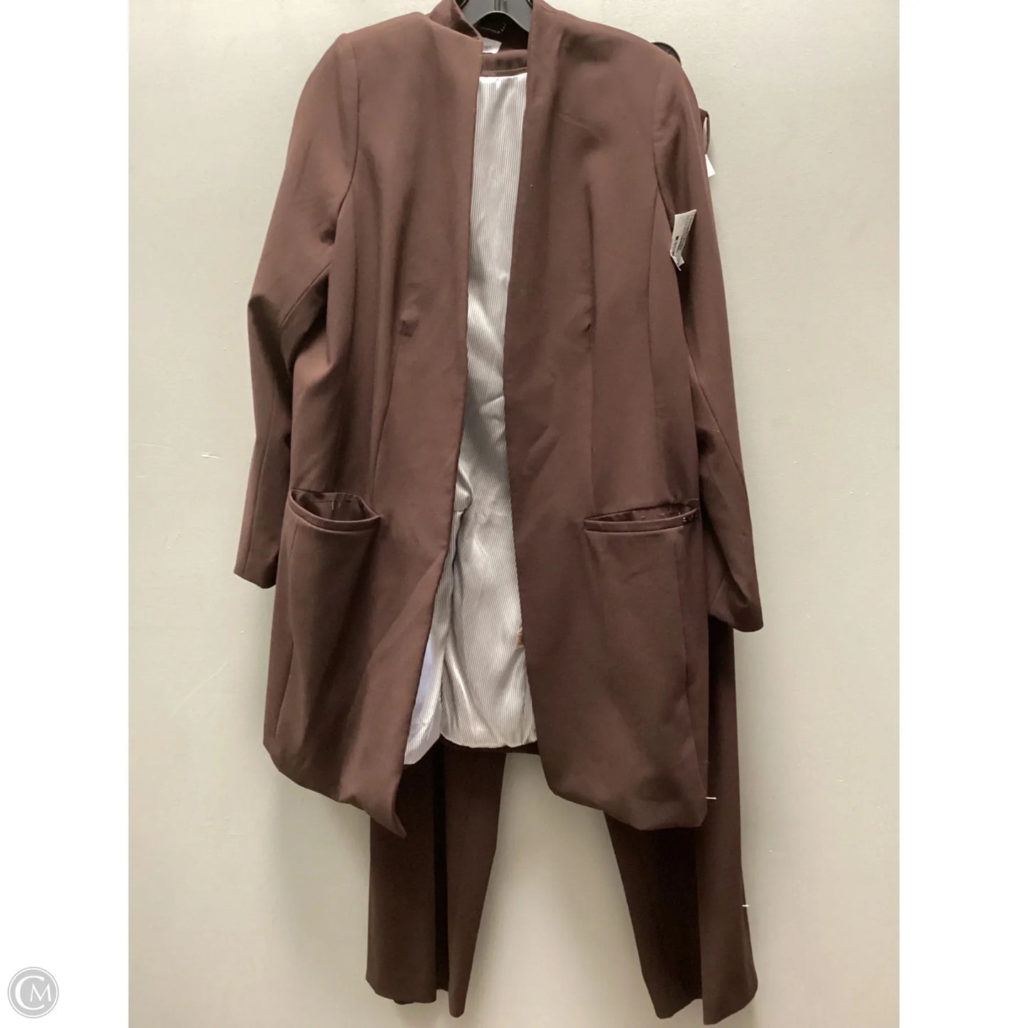Pants Suit 2pc By Calvin Klein In Brown, Size: L