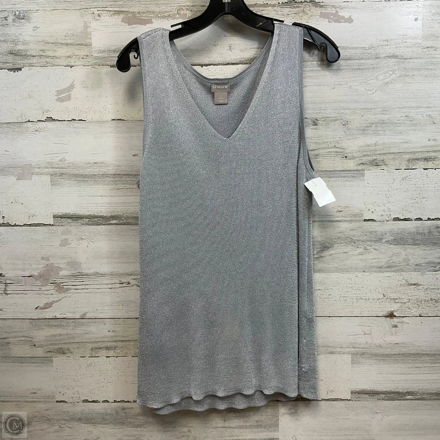 Top Sleeveless By Chicos In Grey, Size: L