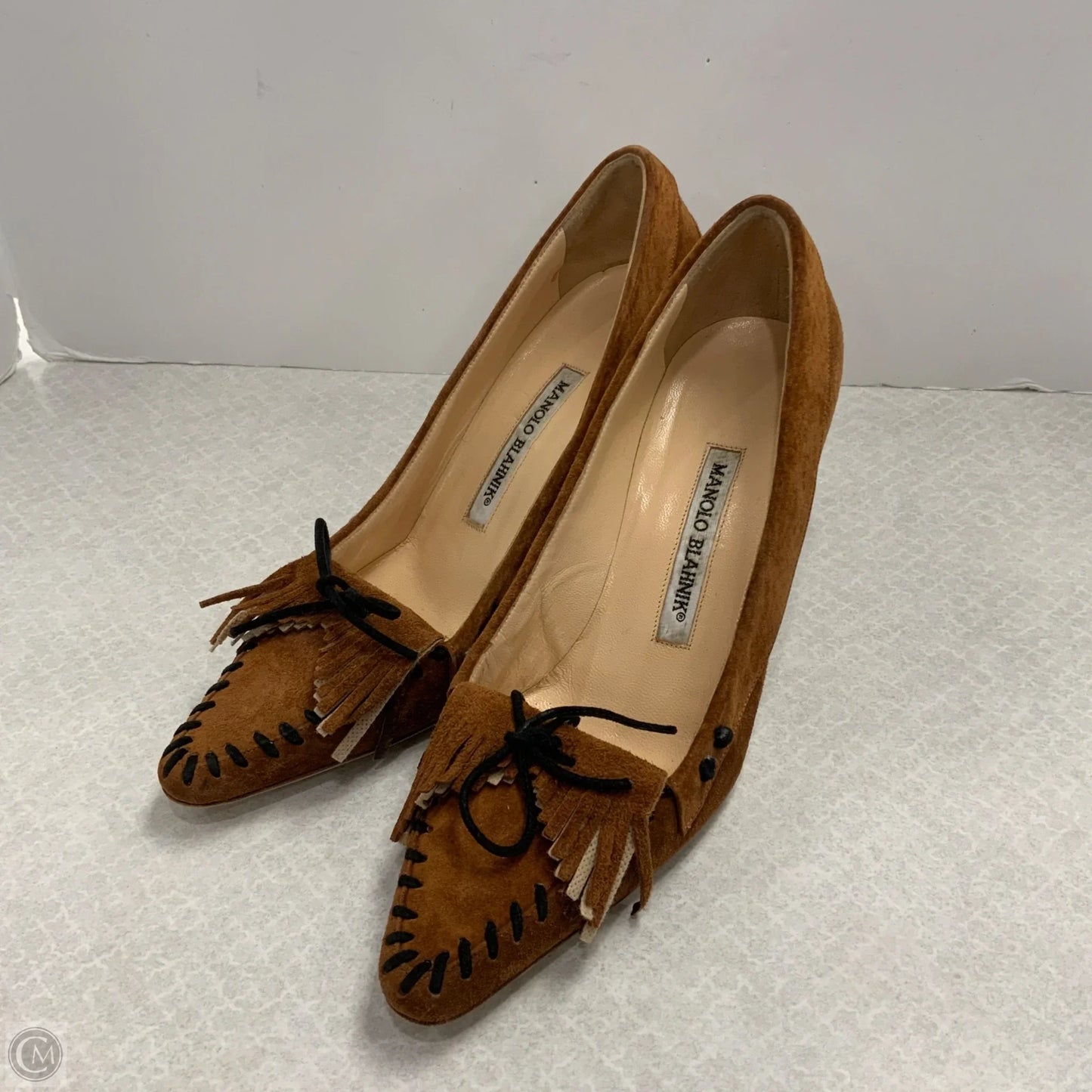 Shoes Luxury Designer By Manolo Blahnik In Brown, Size: 6.5