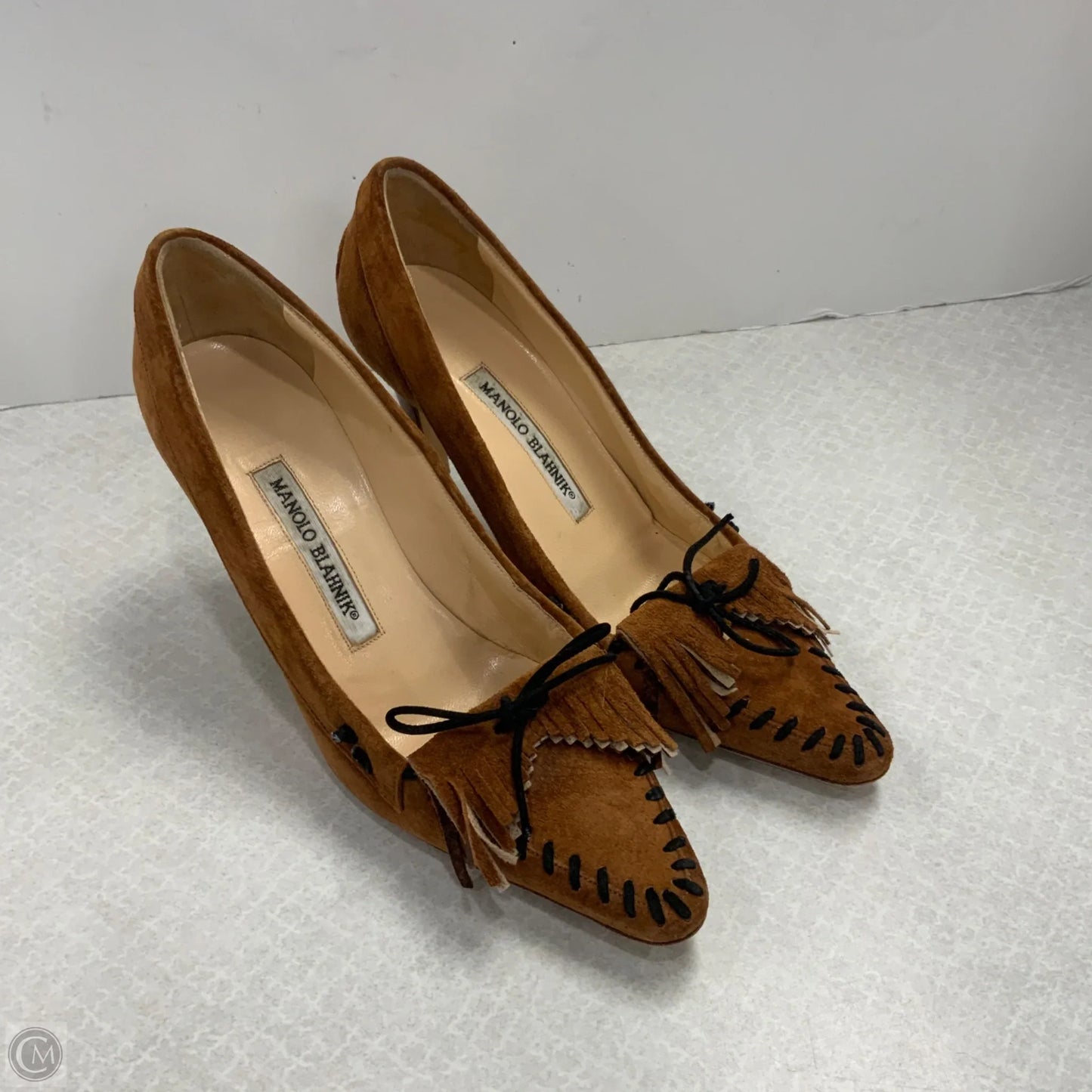 Shoes Luxury Designer By Manolo Blahnik In Brown, Size: 6.5