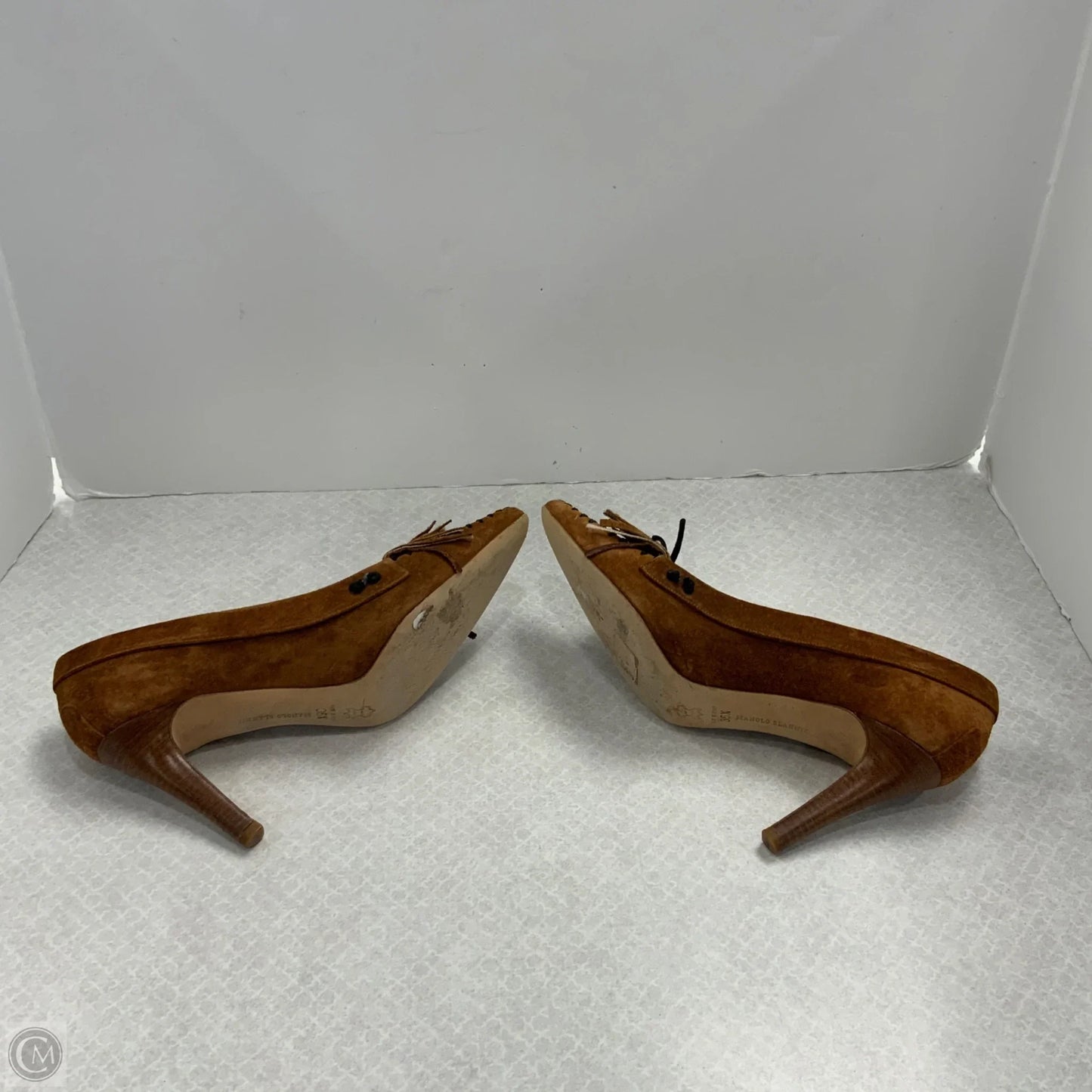Shoes Luxury Designer By Manolo Blahnik In Brown, Size: 6.5