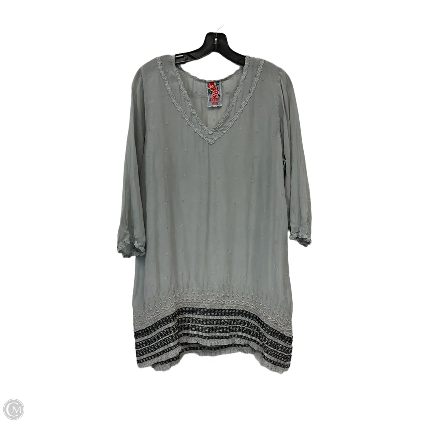 Tunic 3/4 Sleeve By Johnny Was In Grey, Size: L